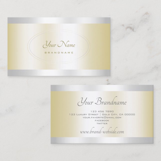 Eye Catching Gold and Silver Effect Professional Business Card (Front/Back)