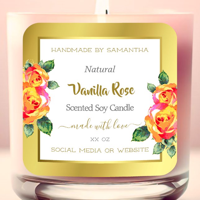 Eye Catching Gold and White Floral Product Labels (Creator Uploaded)