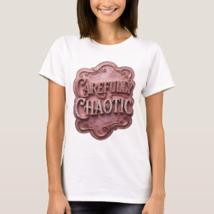 Eye-Catching Gold CAREFULLY CHAOTIC Artistic Motif T-Shirt