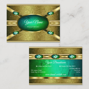 Eye Catching Gold Effects Teal with Faux Diamonds Business Card