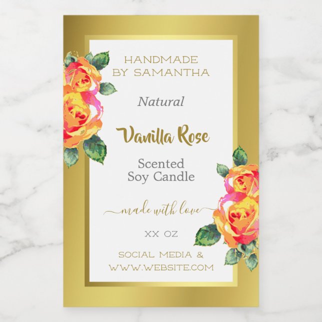 Eye Catching Gold Floral Product Labels Beauty & (Single Label)