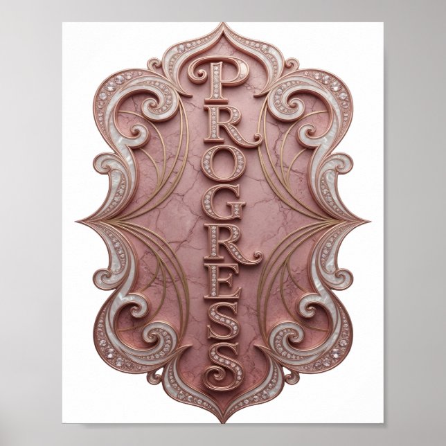 Eye-Catching Gold PROGRESS Artistic Motif Poster (Front)