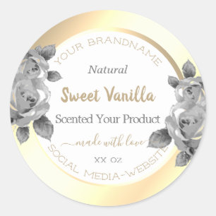 Eye Catching Gold White Product Packaging Labels