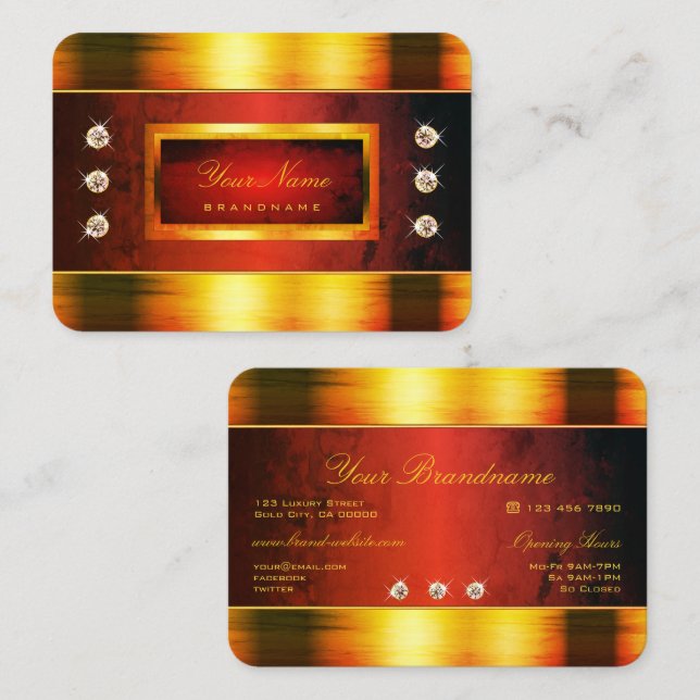Eye Catching Gold with Dark Red Marble Patterns Business Card (Front/Back)