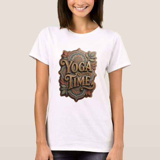 Eye-Catching Gold YOGA TIME Tee (Front)