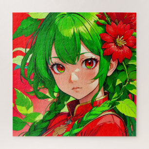 Eye-catching green hair jigsaw puzzle