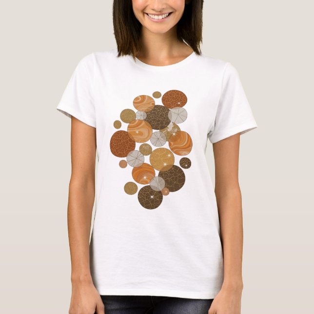 Eye-Catching Grey ORANGE BUBBLES Print T-Shirt (Front)
