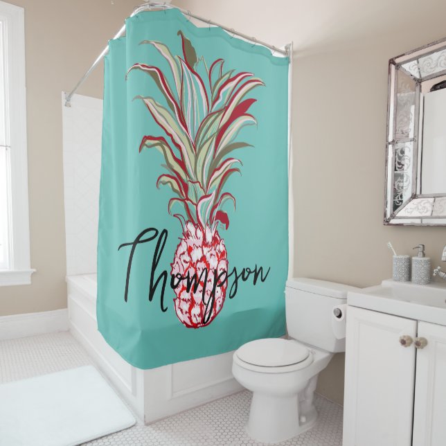 Eye-catching monogram script modern pineapple blue (In Situ)