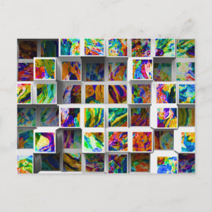 Eye-Catching Multicolored 3D Cubes Abstract Postcard