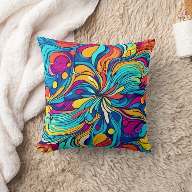 Eye-catching Neon Abstract Pattern Throw Pillow (Blanket)