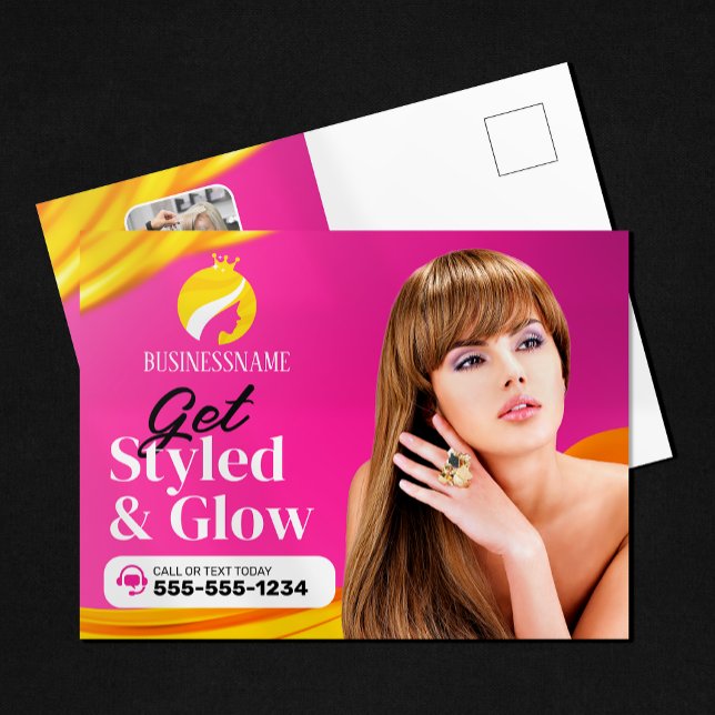Eye-catching Pink Hair Style Makeup Artist Salon Postcard (Creator Uploaded)