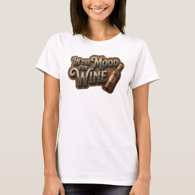 Eye-Catching Pink IN THE MOOD FOR WINE Tee (Front)