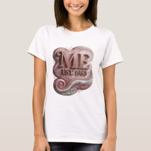 Eye-Catching Pink ME EST 1983 Slogan Design T-Shirt