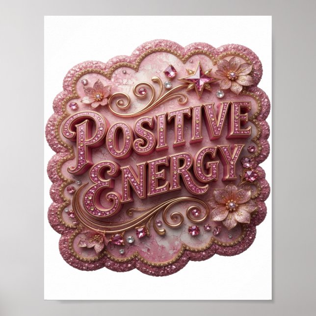 Eye-Catching Pink POSITIVE ENERGY Design Poster (Front)