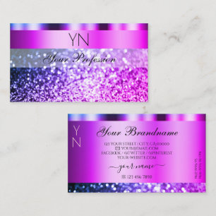 Eye Catching Pink Purple Sparkle Glitter Monogram Business Card