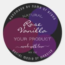 Eye Catching Product Label Purple Circles on Black