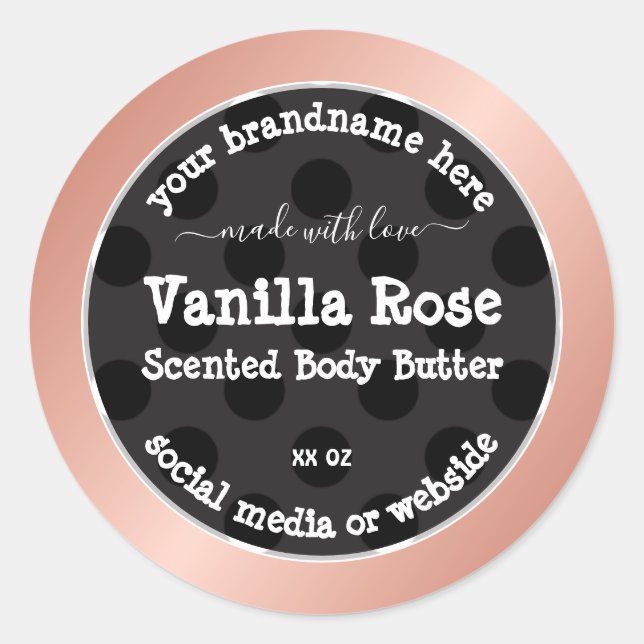 Eye Catching Product Packaging Labels Dotted Rose (Front)