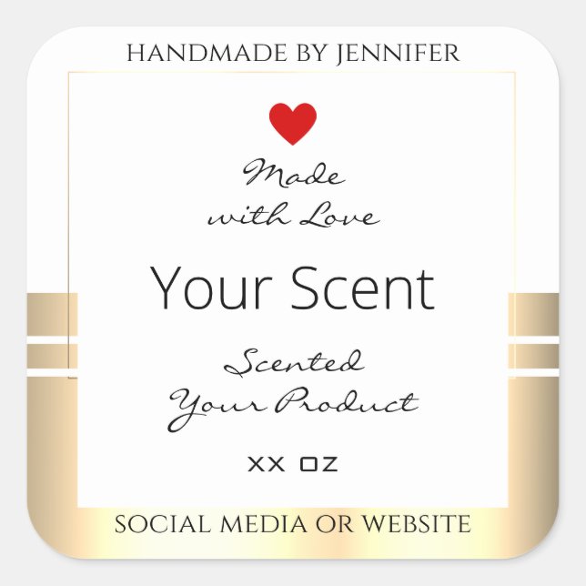 Eye Catching Product Packaging Labels White & Gold (Front)