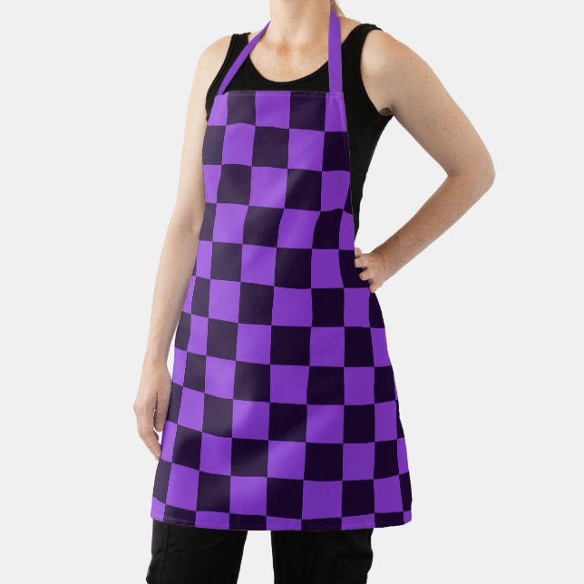 Eye-Catching Purple and Lavender chequerboard  Apron (Insitu)