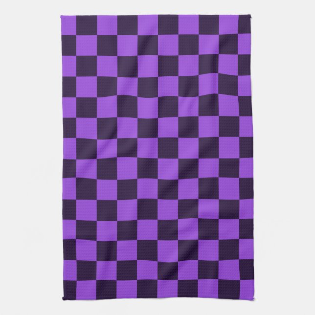 Eye-Catching Purple and Lavender chequerboard  Kitchen Towel (Vertical)