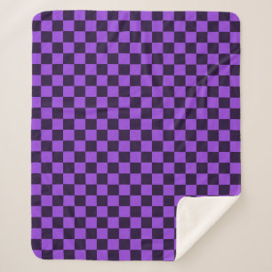 Eye-Catching Purple and Lavender chequerboard Sherpa Blanket