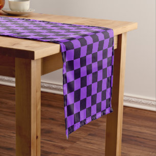 Eye-Catching Purple and Lavender chequerboard Short Table Runner