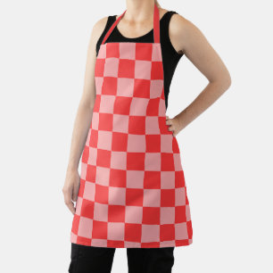 Eye-Catching Red and Pink Chequerboard Apron