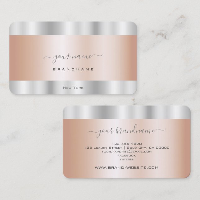 Eye Catching Rose Gold and Silver Colours Modern Business Card (Front/Back)