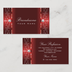 Eye Catching Rubby Red Squiggled Jewels Ornamental Business Card
