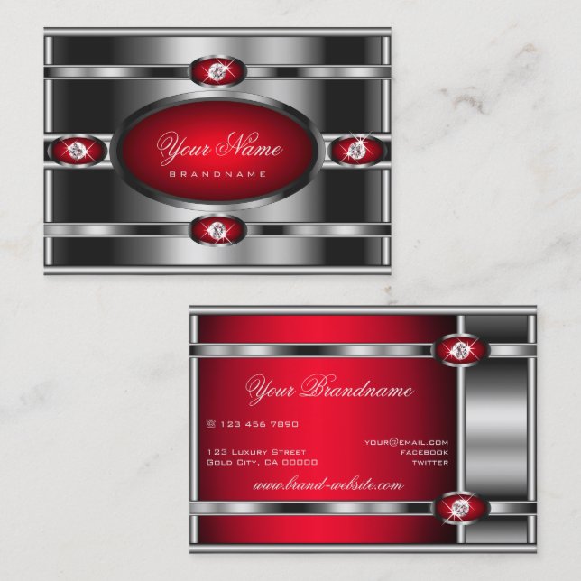 Eye Catching Silver Effect and Red Gradient Colour Business Card (Front/Back)