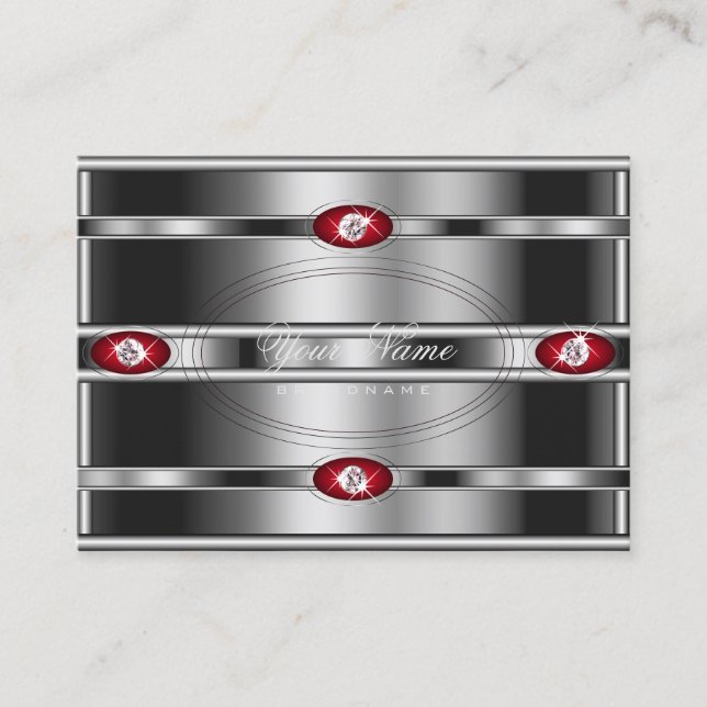 Eye Catching Silver Effect and Red Gradient Colour Business Card (Front)