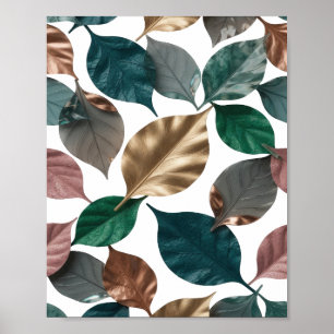 Eye-Catching Silver LEAVES Bold Design Poster
