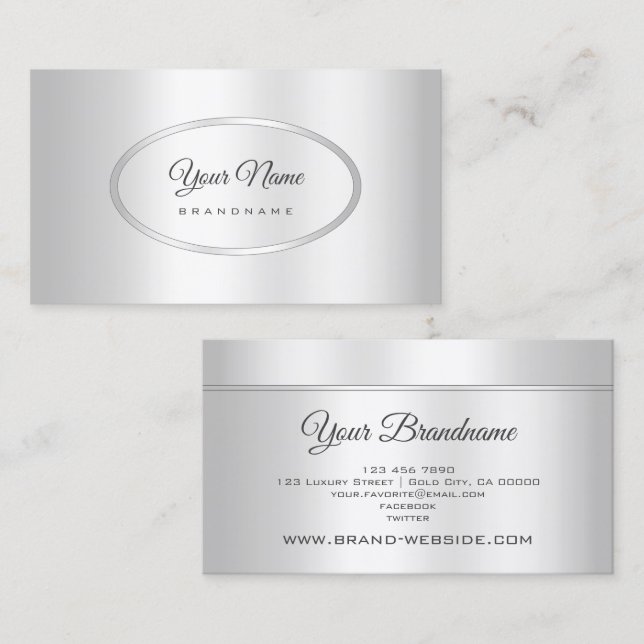 Eye Catching Silver Metallic Aluminum Style Business Card (Front/Back)