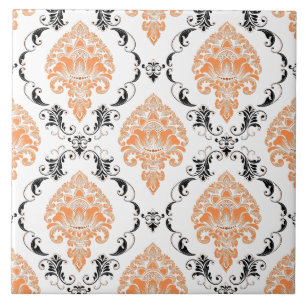 Eye catching Victorian classic pattern orange Tile
