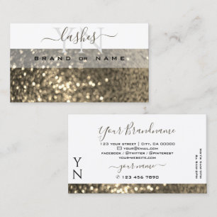 Eye Catching White Gold Sparkling Glitter Monogram Business Card