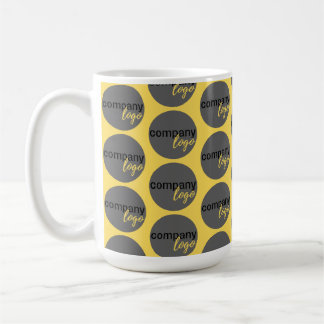 EYE-CATCHING YELLOW REPEATING PATTERN COMPANY LOGO COFFEE MUG