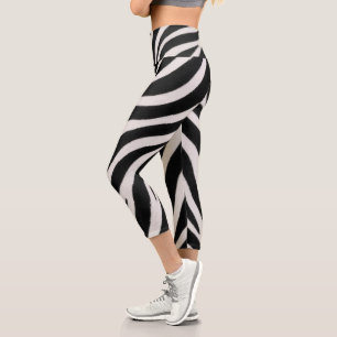 Eye Catching Zebra Pattern Gentle Stylish Capri Leggings
