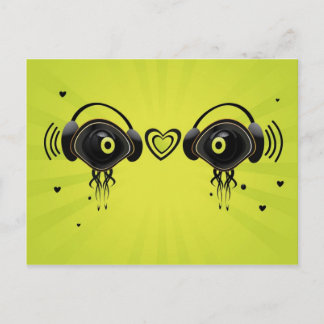 Eye characters with small hearts postcard