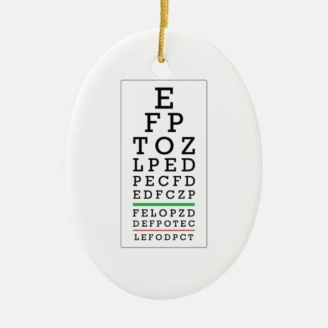 Eye Chart Ceramic Ornament (Front)