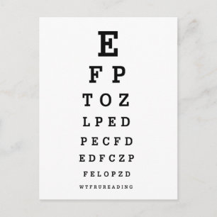 EYE CHART - Humour WTF RU READING Postcard