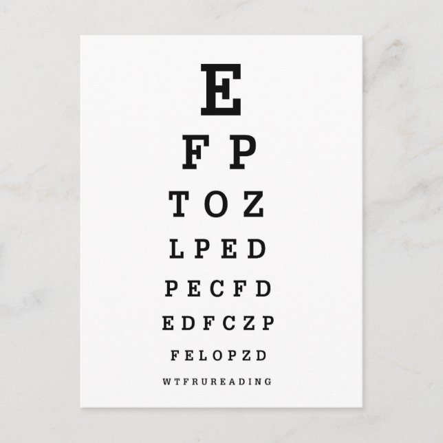 EYE CHART - Humour WTF RU READING Postcard (Front)