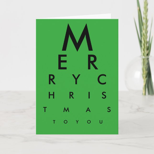 Eye Chart Merry Christmas Card (Green) (Front)