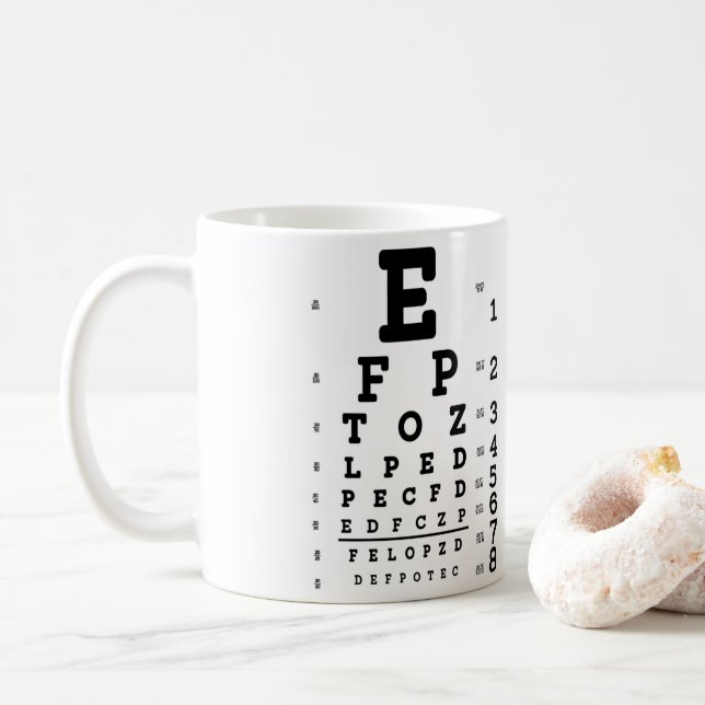 Eye Chart Optometrist Coffee Mug (With Donut)