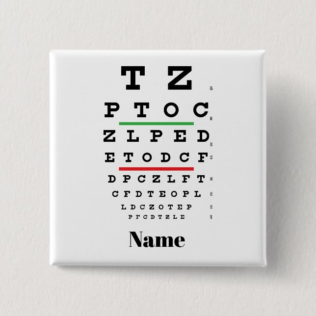 Eye Chart Optometrist Name Button (Front)