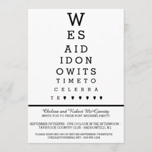 Eye Chart Post Wedding Reception Only Invitation