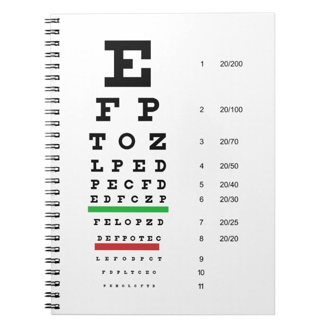 Eye Chart-Themed Optometry Design Spiral Notebook (Front)