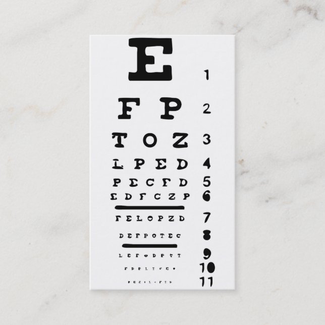 Eye Chart Vision Clinic Doctor Optician Business Business Card (Front)