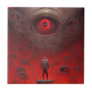 Eye Creatures Surreal Horror Art Tile