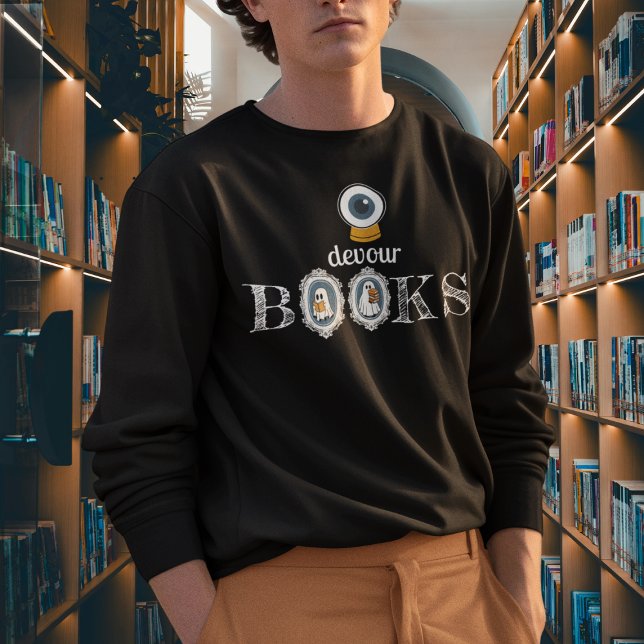 "Eye" Devour Books - Reading Ghosts Sweatshirt (This item is for display purposes only to illustrate the design element. )