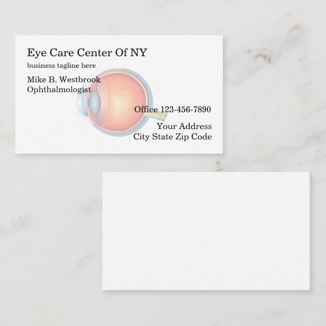 Eye Doctor Ophthalmologist Office Business Card (Front/Back)